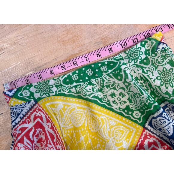 Retro 70s Malbe Maxi Skirt Vtg Sz 7 Bandana Print Red Green Primary Boho Hippy - Picture 10 of 14
